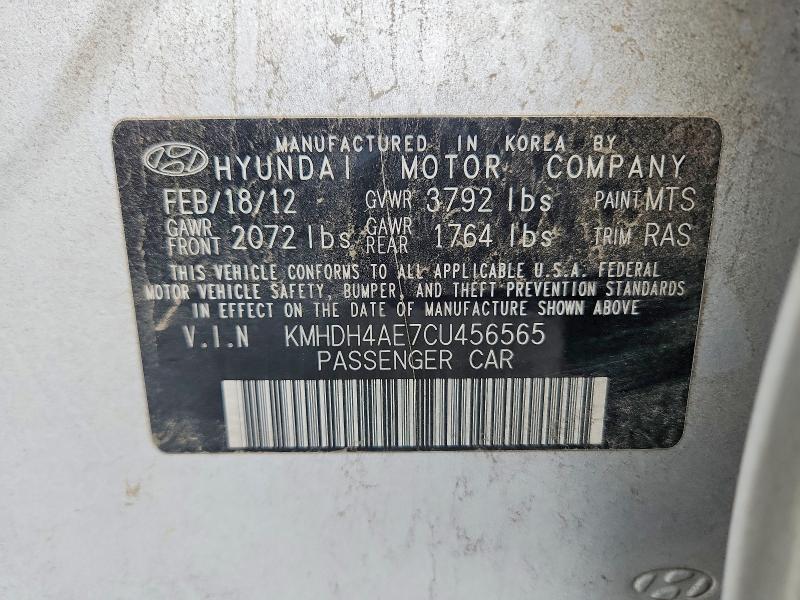 Aukcja sprzedaży 2012 Hyundai Elantra, vin: KMHDH4AE7CU456565, numer aukcji: 56681026