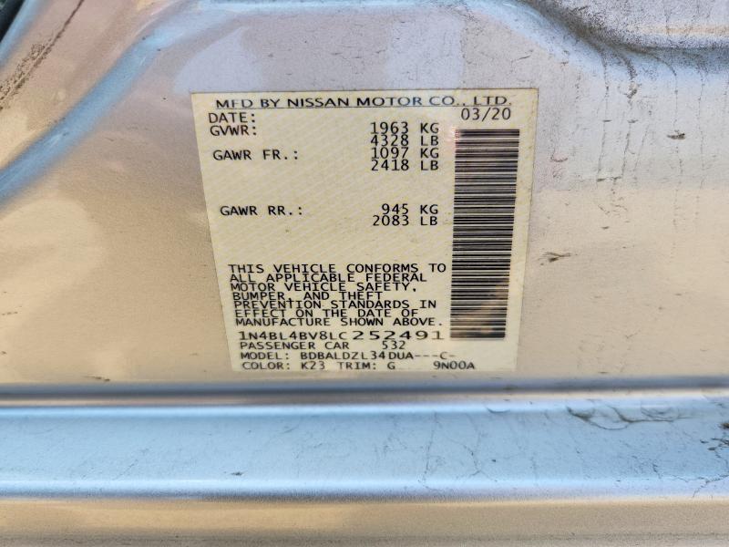 Продаж на аукціоні авто 2020 Nissan Altima, vin: 1N4BL4BV8LC252491, номер лоту: 56981106