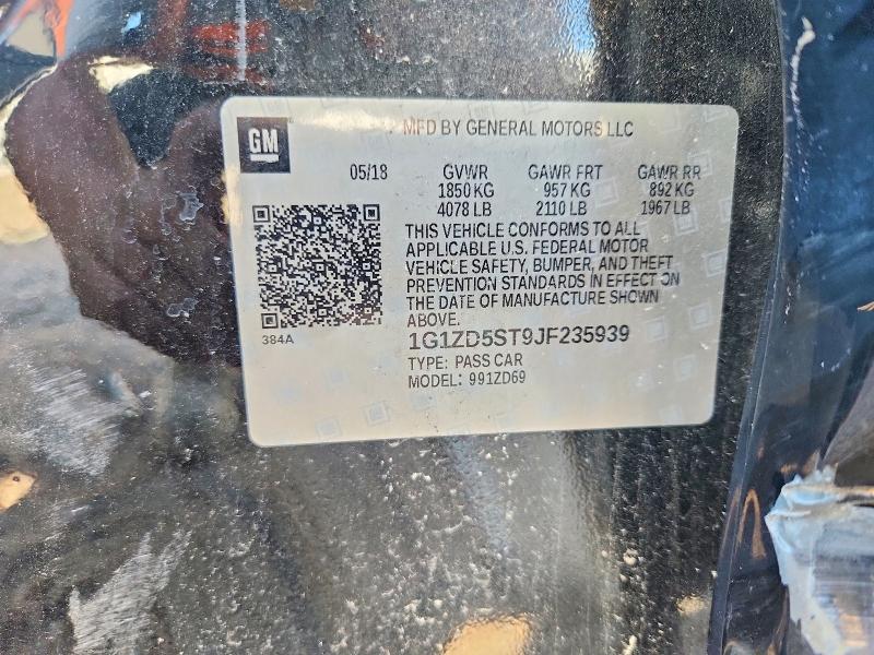2018 Chevrolet Malibu მანქანა იყიდება აუქციონზე, vin: 1G1ZD5ST9JF235939, აუქციონის ნომერი: 58160196