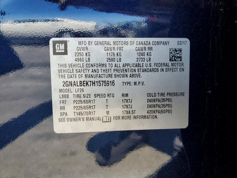 2017 Chevrolet Equinox მანქანა იყიდება აუქციონზე, vin: 2GNALBEK7H1575916, აუქციონის ნომერი: 57414056