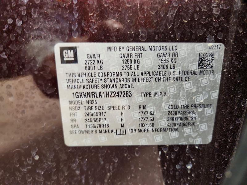 Aukcja sprzedaży 2017 Gmc Acadia, vin: 1GKKNRLA1HZ247283, numer aukcji: 58039746