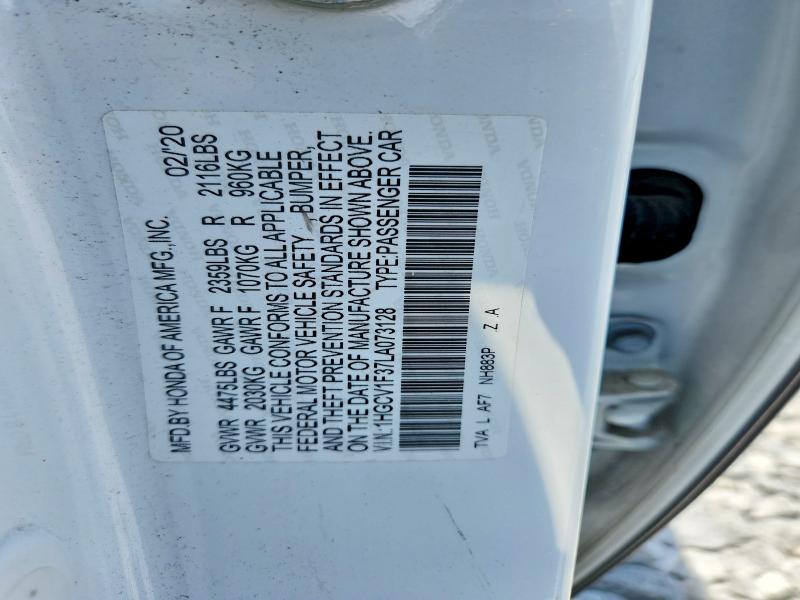 Продаж на аукціоні авто 2020 Honda Accord, vin: 1HGCV1F37LA073128, номер лоту: 59221106