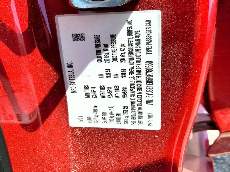 Aukcja sprzedaży 2024 Tesla Model 3, vin: 5YJ3E1EB5RF760650, numer aukcji: 55618516