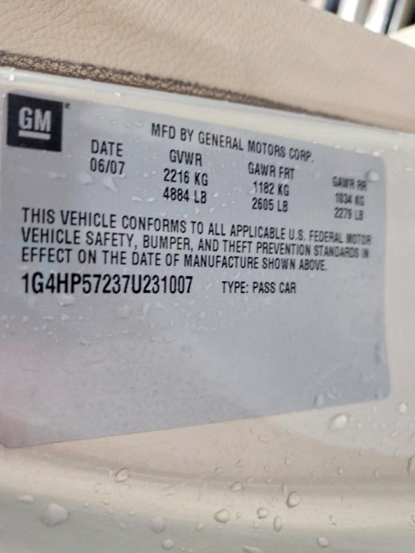 Продажа на аукционе авто 2007 Buick Lucerne, vin: 1G4HP57237U231007, номер лота: 57663236