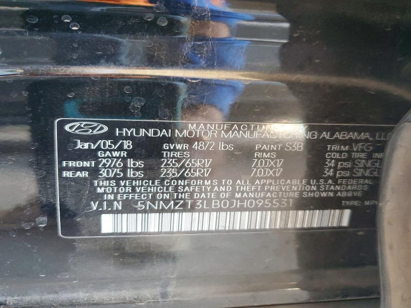 56598866 :رقم المزاد ، 5NMZT3LB0JH095531 vin ، 2018 Hyundai Santa Fe Sport مزاد بيع
