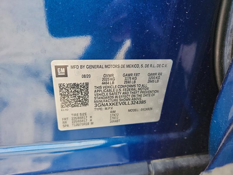 Aukcja sprzedaży 2020 Chevrolet Equinox, vin: 3GNAXKEV0LL324385, numer aukcji: 58311496