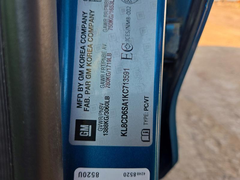 2019 Chevrolet Spark მანქანა იყიდება აუქციონზე, vin: KL8CD6SA1KC713591, აუქციონის ნომერი: 57818676