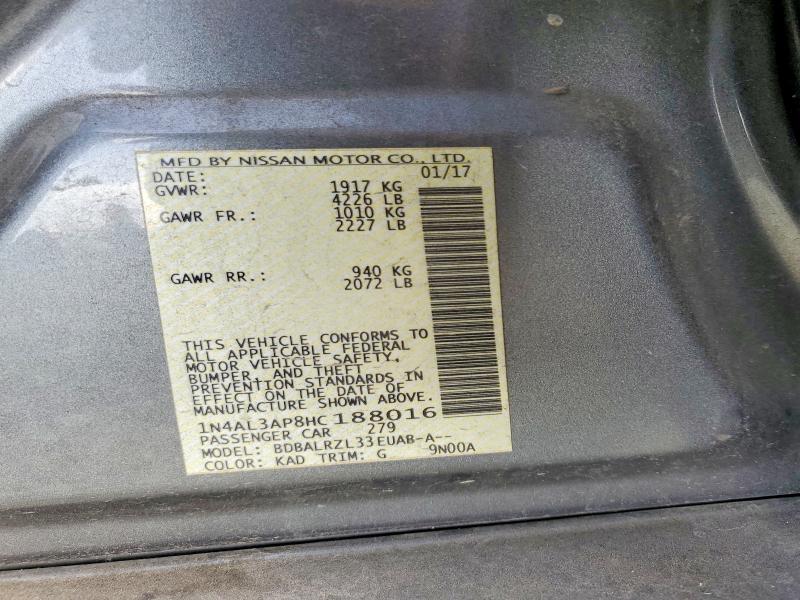 59193376 :رقم المزاد ، 1N4AL3AP8HC188016 vin ، 2017 Nissan Altima مزاد بيع