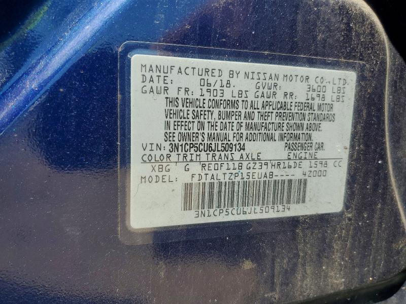 Auction sale of the 2018 Nissan Kicks, vin: 3N1CP5CU6JL509134, lot number: 55855576