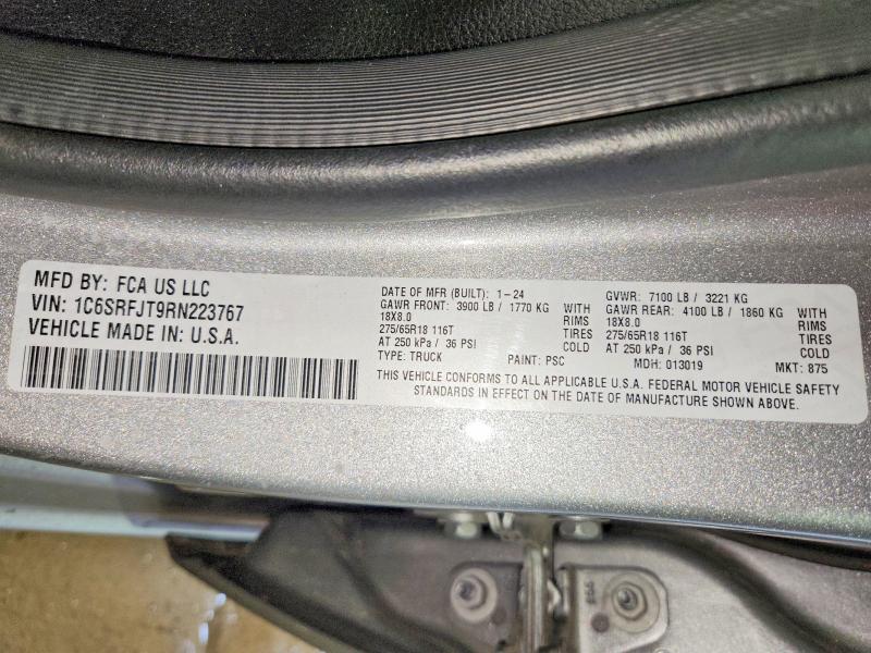 Auction sale of the 2024 Ram 1500, vin: 1C6SRFJT9RN223767, lot number: 57418396