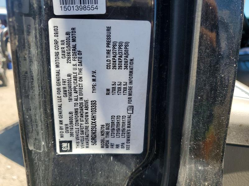 2004 Hummer H2 მანქანა იყიდება აუქციონზე, vin: 5GRGN23UX4H103393, აუქციონის ნომერი: 57201666