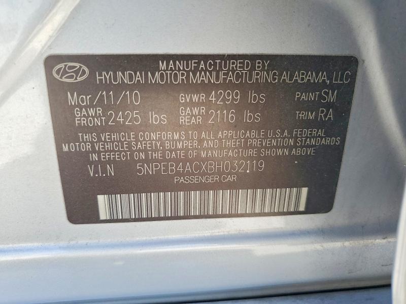 57570656 :رقم المزاد ، 5NPEB4ACXBH032119 vin ، 2011 Hyundai Sonata مزاد بيع