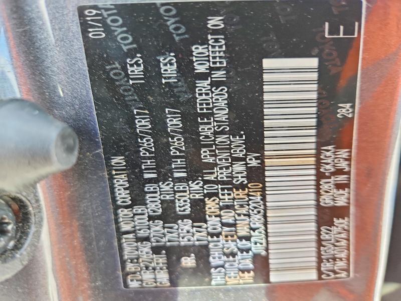 2019 Toyota 4runner მანქანა იყიდება აუქციონზე, vin: JTEZU5JR8K5204410, აუქციონის ნომერი: 58536566