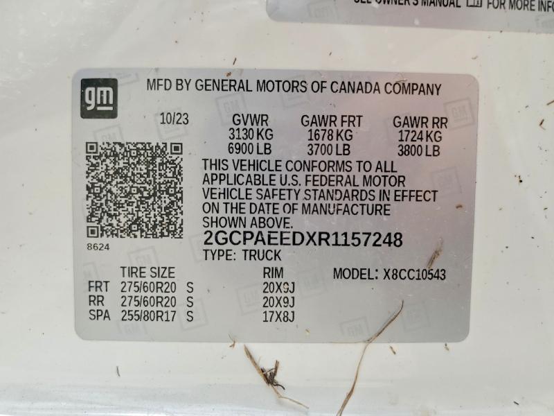Продаж на аукціоні авто 2024 Chevrolet Silverado, vin: 2GCPAEEDXR1157248, номер лоту: 58455336