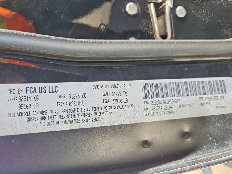 2018 Dodge Charger მანქანა იყიდება აუქციონზე, vin: 2C3CDXHG8JH134977, აუქციონის ნომერი: 59392636