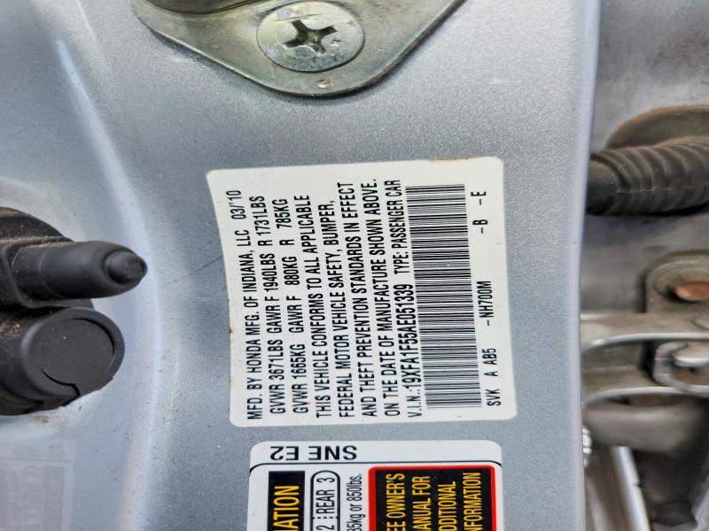 Продажа на аукционе авто 2010 Honda Civic, vin: 19XFA1F55AE051339, номер лота: 57141126