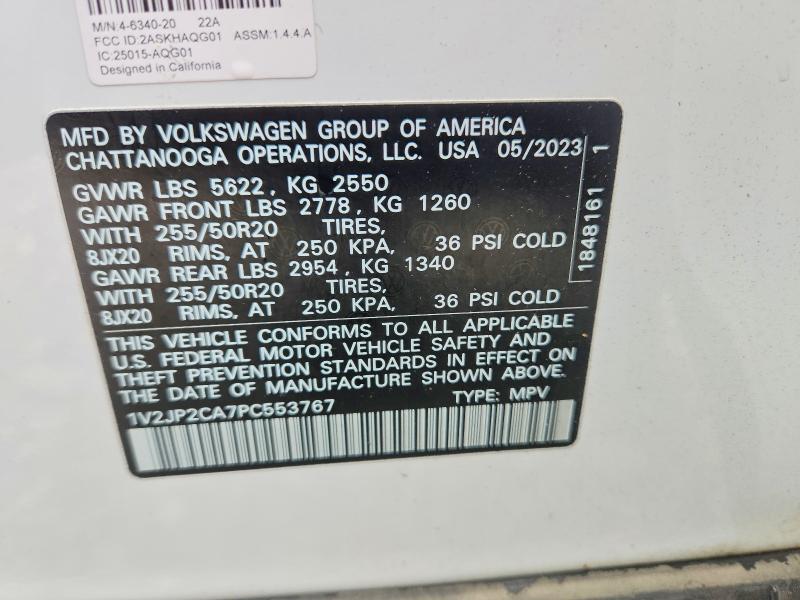 56110366 :رقم المزاد ، 1V2JP2CA7PC553767 vin ، 2023 Volkswagen Atlas مزاد بيع