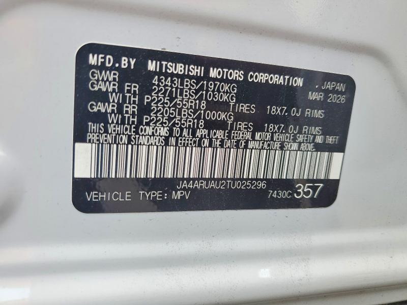 Aukcja sprzedaży 2026 Mitsubishi Outlander Sport, vin: JA4ARUAU2TU025296, numer aukcji: 59200396