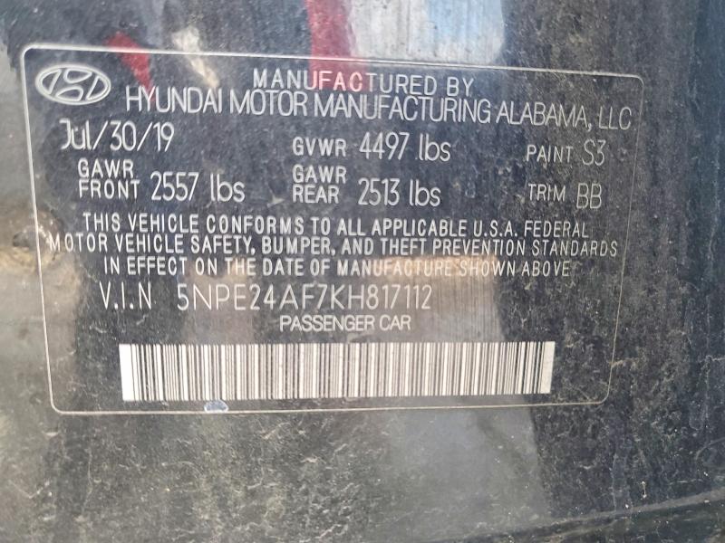 Продаж на аукціоні авто 2019 Hyundai Sonata, vin: 5NPE24AF7KH817112, номер лоту: 56404876