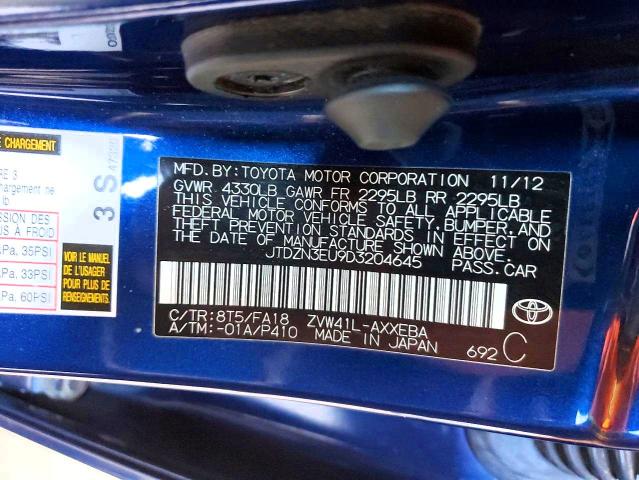 Продажа на аукционе авто 2013 Toyota Prius V, vin: JTDZN3EU9D3204645, номер лота: 58806176