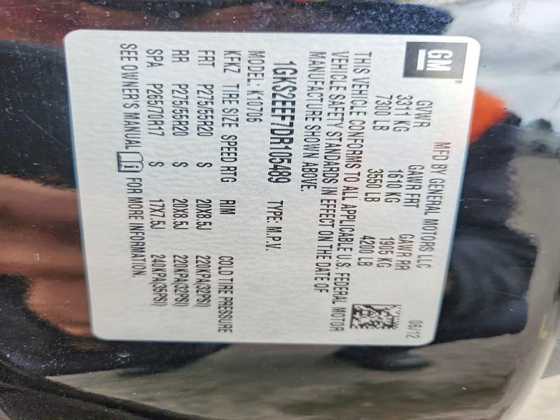 Aukcja sprzedaży 2013 Gmc Yukon, vin: 1GKS2EEF7DR105489, numer aukcji: 55556456