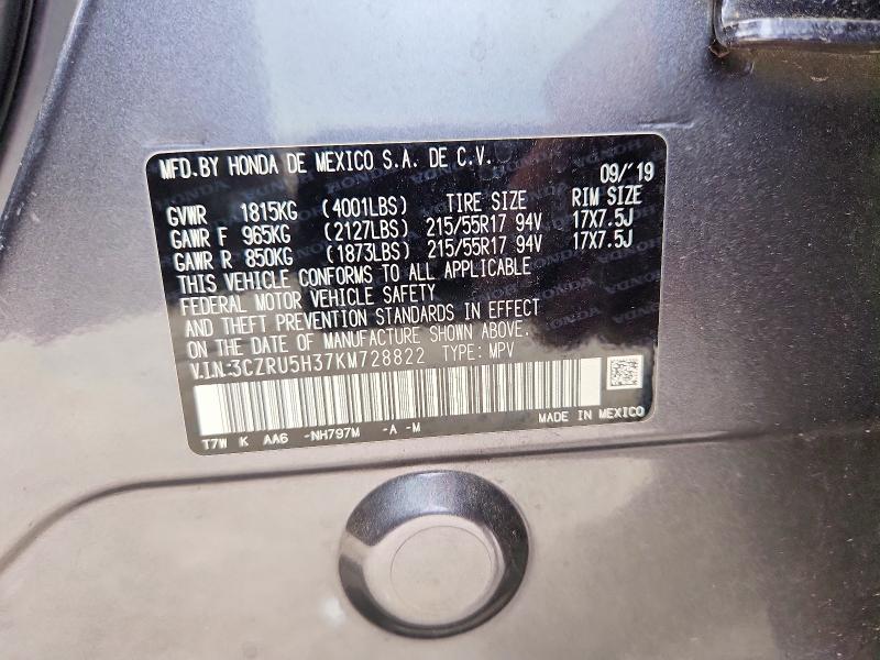 Aukcja sprzedaży 2019 Honda Hr-v, vin: 3CZRU5H37KM728822, numer aukcji: 56033396