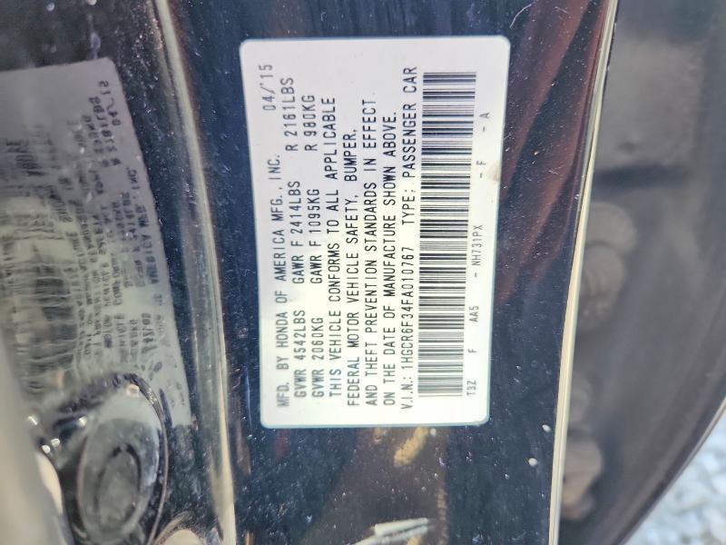 2015 Honda Accord მანქანა იყიდება აუქციონზე, vin: 1HGCR6F34FA010767, აუქციონის ნომერი: 58965016