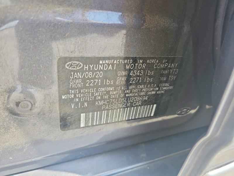 Продаж на аукціоні авто 2020 Hyundai Ioniq, vin: KMHC75LD5LU208694, номер лоту: 56902196