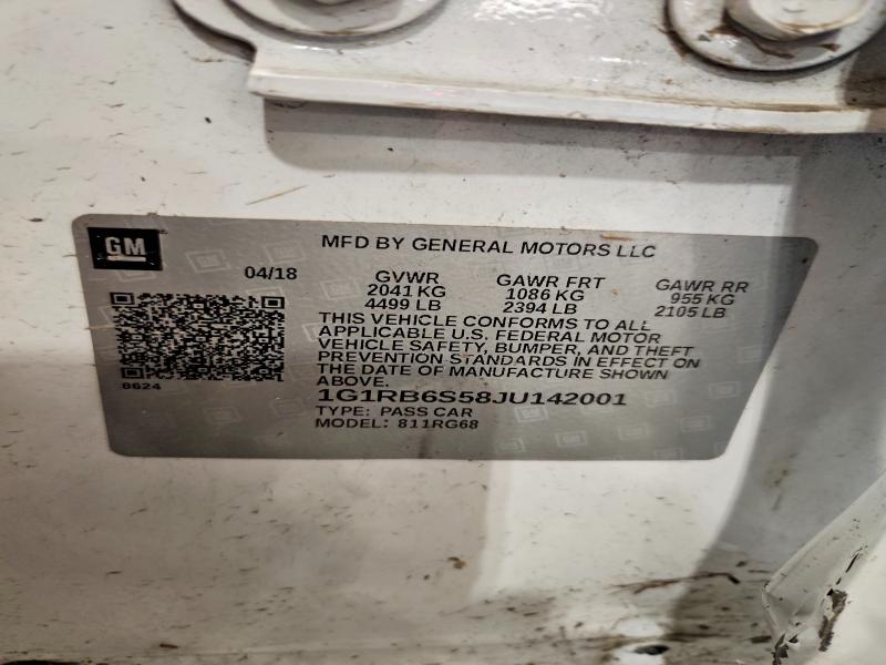 58464826 :رقم المزاد ، 1G1RB6S58JU142001 vin ، 2018 Chevrolet Volt مزاد بيع