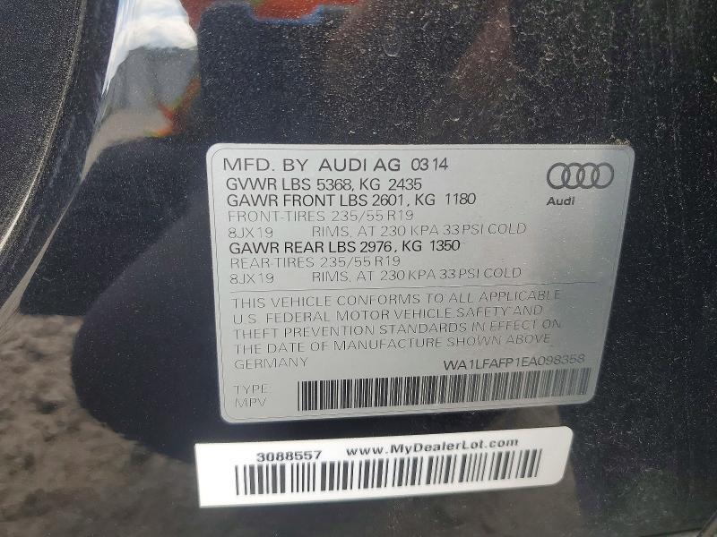 Продаж на аукціоні авто 2014 Audi Q5, vin: WA1LFAFP1EA098358, номер лоту: 56791036