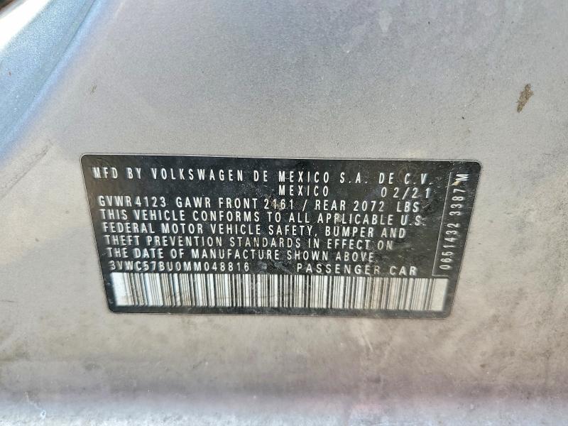 Продаж на аукціоні авто 2021 Volkswagen Jetta, vin: 3VWC57BU0MM048816, номер лоту: 55777896