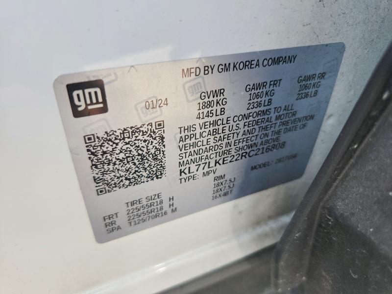 Продажа на аукционе авто 2024 Chevrolet Trax, vin: KL77LKE22RC216808, номер лота: 56761876