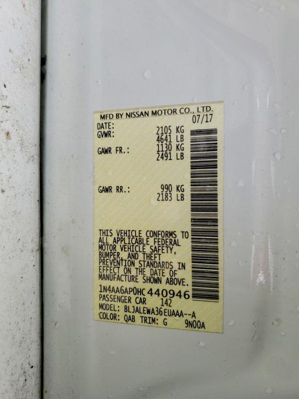 Auction sale of the 2017 Nissan Maxima, vin: 1N4AA6AP0HC440946, lot number: 58909176