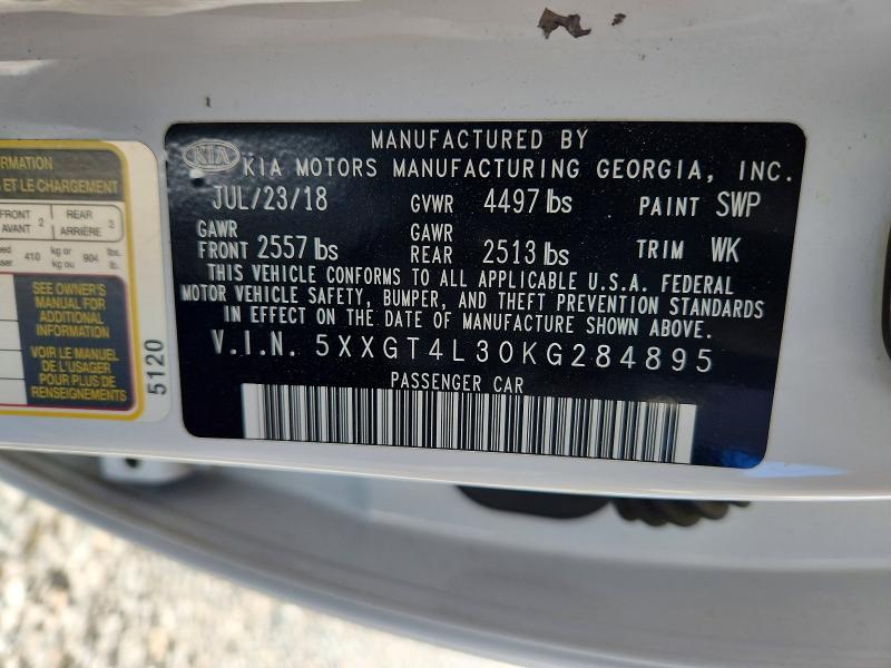 57539396 :رقم المزاد ، 5XXGT4L30KG284895 vin ، 2019 Kia Optima مزاد بيع