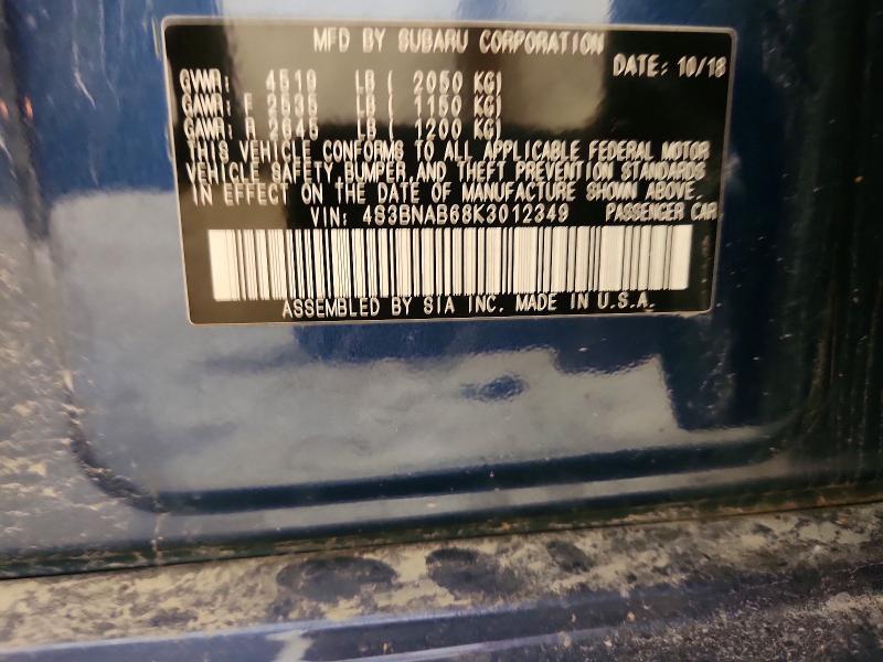 Aukcja sprzedaży 2019 Subaru Legacy, vin: 4S3BNAB68K3012349, numer aukcji: 57302656