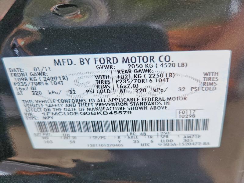 58240026 :رقم المزاد ، 1FMCU0EG0BKB45579 vin ، 2011 Ford Escape مزاد بيع