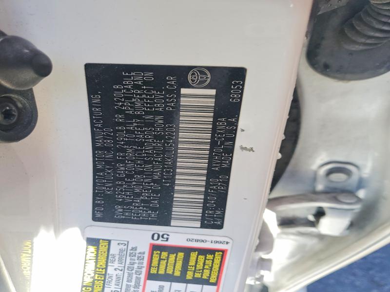 Aukcja sprzedaży 2020 Toyota Camry, vin: 4T1C31AK0LU542203, numer aukcji: 55232386