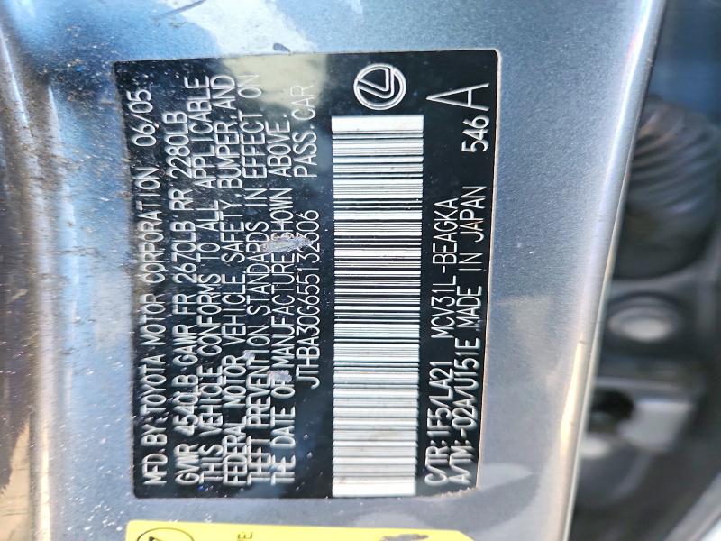Aukcja sprzedaży 2005 Lexus Es, vin: JTHBA30G655132306, numer aukcji: 55871676