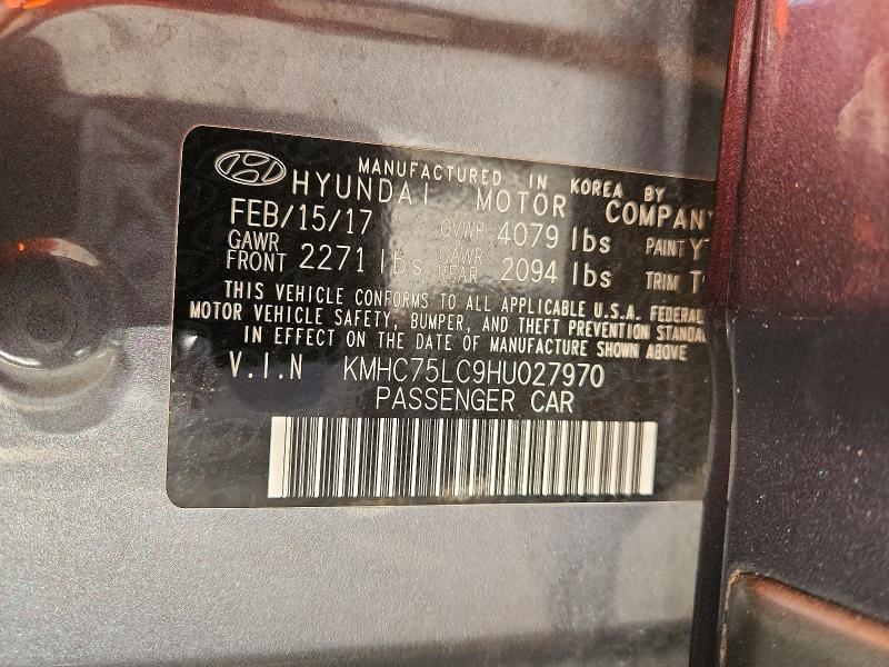 2017 Hyundai Ioniq მანქანა იყიდება აუქციონზე, vin: KMHC75LC9HU027970, აუქციონის ნომერი: 57299876