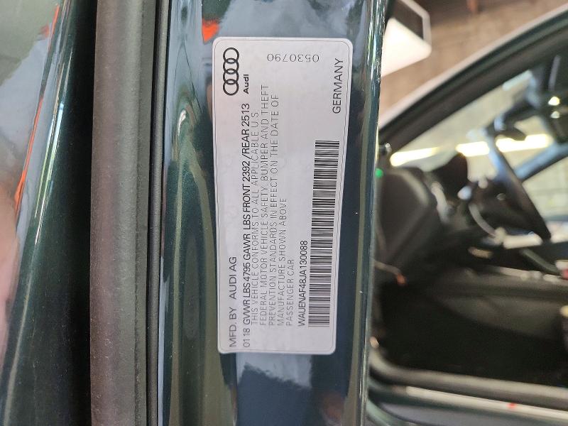 2018 Audi A4 მანქანა იყიდება აუქციონზე, vin: WAUENAF48JA130088, აუქციონის ნომერი: 58875726