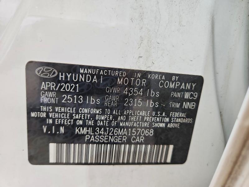 Aukcja sprzedaży 2021 Hyundai Sonata, vin: KMHL34J26MA157068, numer aukcji: 56664566