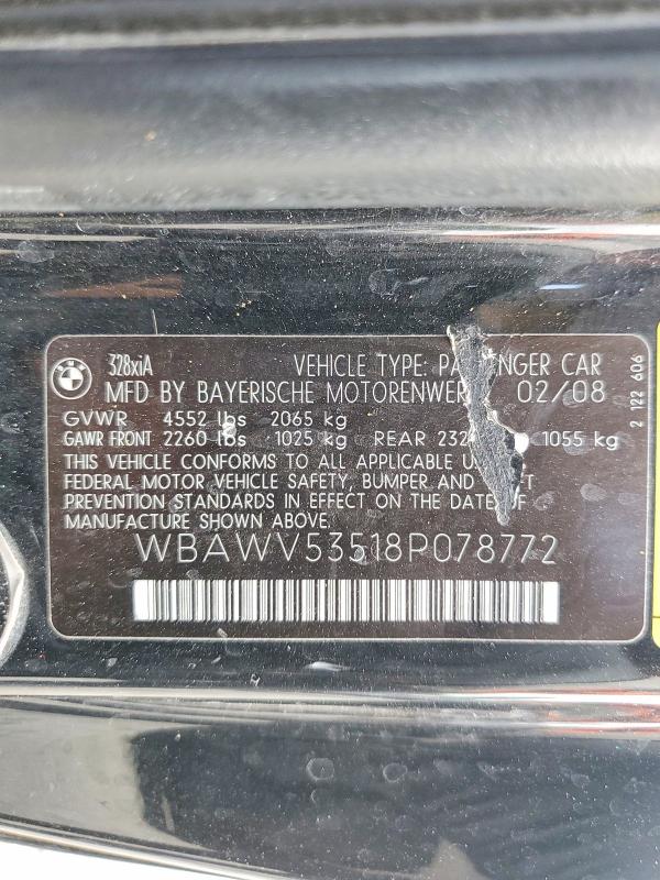 Продаж на аукціоні авто 2008 Bmw 328, vin: WBAWV53518P078772, номер лоту: 59104796