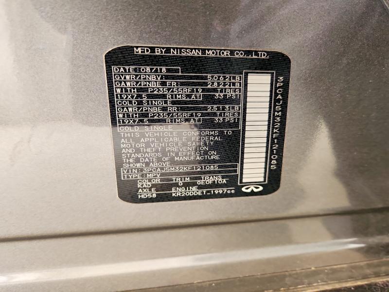 Aukcja sprzedaży 2019 Infiniti Qx50, vin: 3PCAJ5M32KF121085, numer aukcji: 55222646