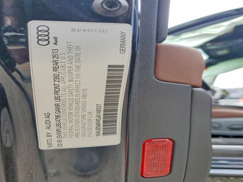 57722226 :رقم المزاد ، WAUENAF45JA148337 vin ، 2018 Audi A4 مزاد بيع