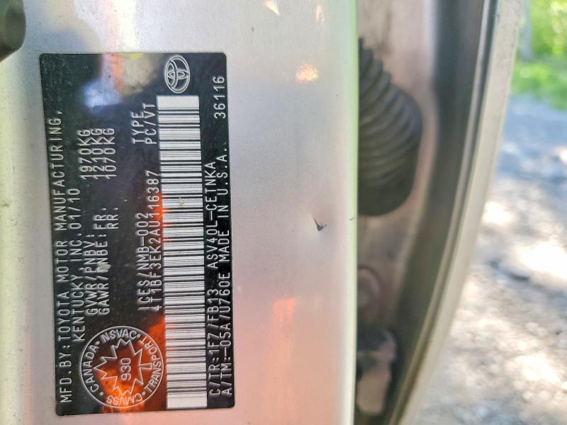 2010 Toyota Camry მანქანა იყიდება აუქციონზე, vin: 4T1BF3EK2AU116387, აუქციონის ნომერი: 55373126