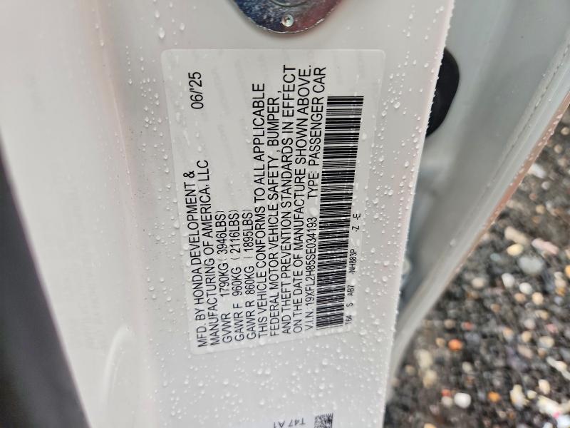 56568806 :رقم المزاد ، 19XFL2H85SE034193 vin ، 2025 Honda Civic مزاد بيع