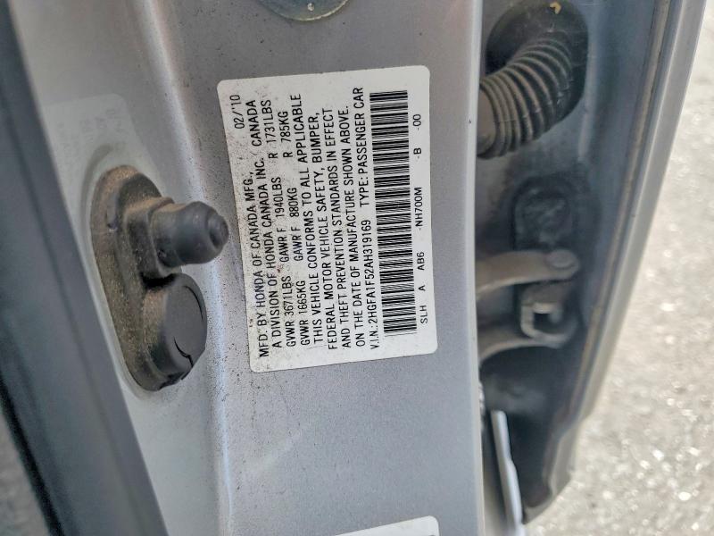 56866176 :رقم المزاد ، 2HGFA1F52AH319169 vin ، 2010 Honda Civic مزاد بيع