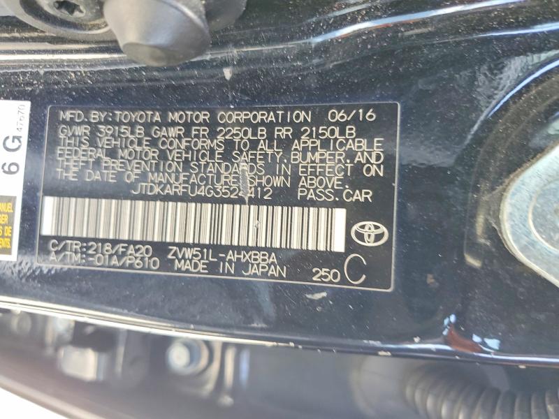 Продажа на аукционе авто 2016 Toyota Prius, vin: JTDKARFU4G3524412, номер лота: 56355716