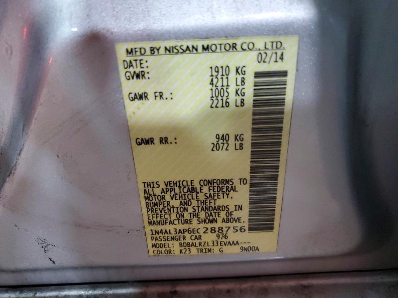 Продаж на аукціоні авто 2014 Nissan Altima, vin: 1N4AL3AP6EC288756, номер лоту: 57401226