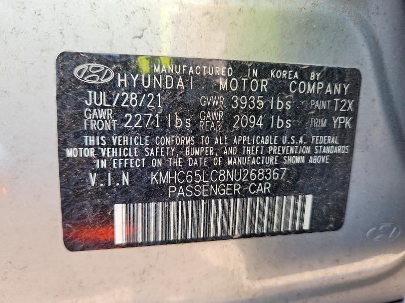 Продаж на аукціоні авто 2022 Hyundai Ioniq, vin: KMHC65LC8NU268367, номер лоту: 85452675